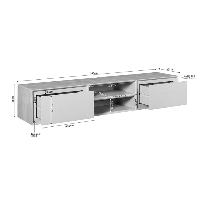 STARFURN TV-meubel Zwevend tv meubel Ambiance Zand 160 cm 160x30x35 cm
