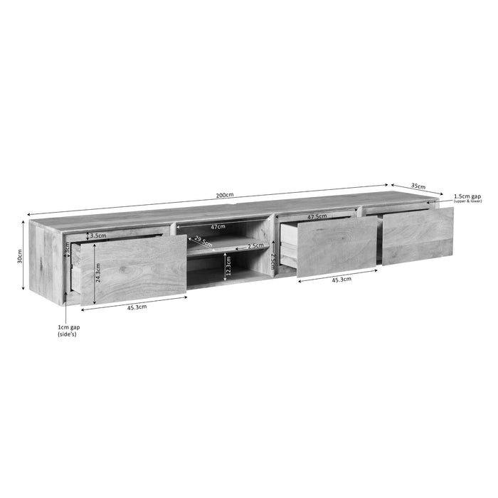 STARFURN TV-meubel Zwevend tv meubel Ambiance Zand 200 cm 200x30x35 cm