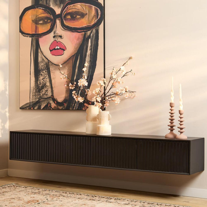 STARFURN TV-meubel Zwevend tv meubel Madison Zwart 200 cm 200x35x30 cm-TV-meubels-Starfurn