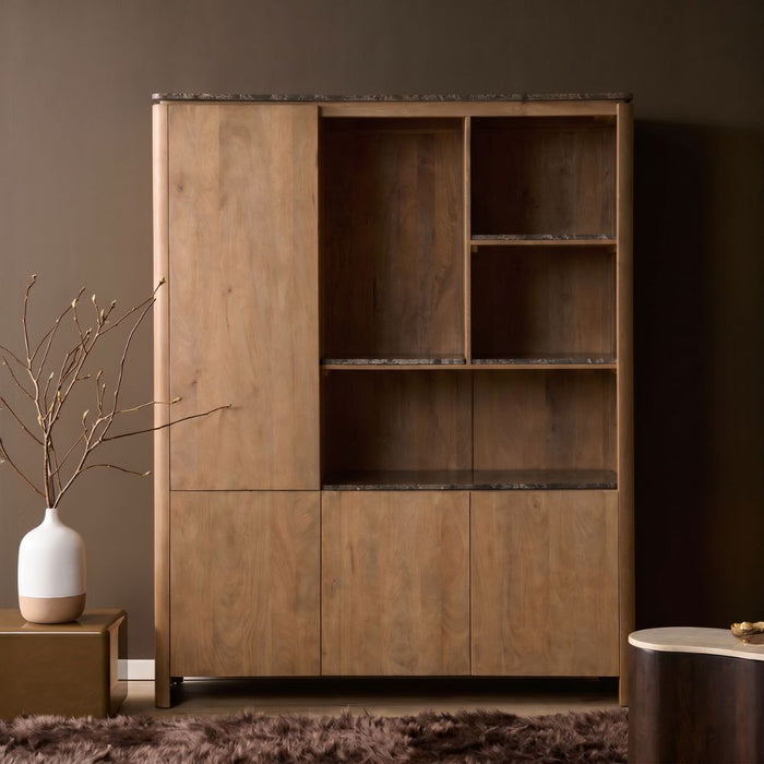 STARFURN Vakkenkast XL Dallas Naturel Mangohout 160 cm-Opbergkasten-Starfurn