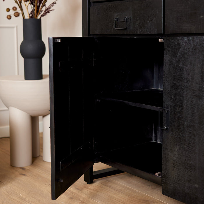 STARFURN Vitrinekast Boaz Zwart 115 cm 115x45x180 cm-Vitrinekasten-Starfurn