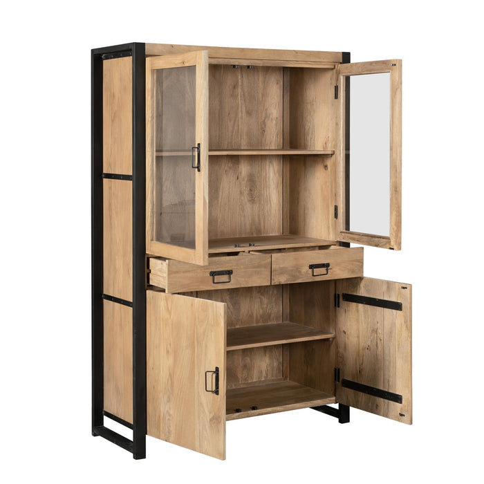 STARFURN Vitrinekast Britt Mangohout Naturel 115cm-Vitrinekasten-Starfurn