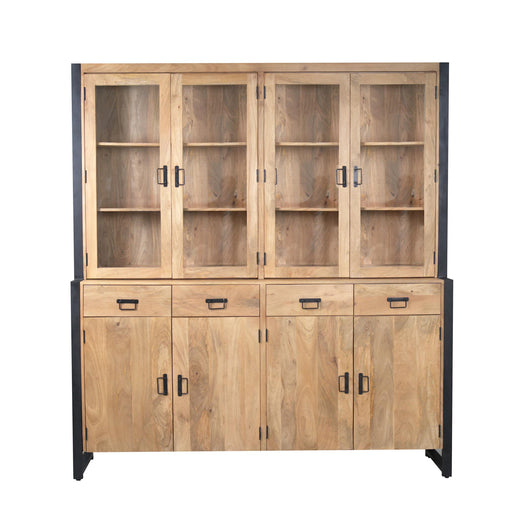 STARFURN Vitrinekast Britt XXL Mangohout Naturel 200cm-Vitrinekasten-Starfurn