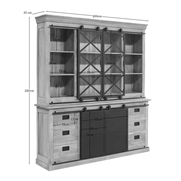 STARFURN Vitrinekast Fresno XXL 200 cm 200x45x220 cm-Vitrinekasten-Starfurn