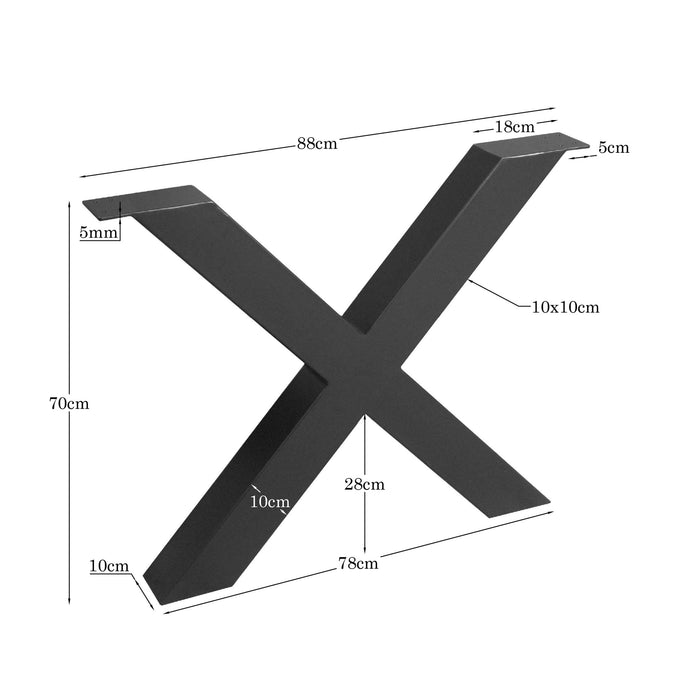 X-Poot Zwart, maattekening met afmetingen