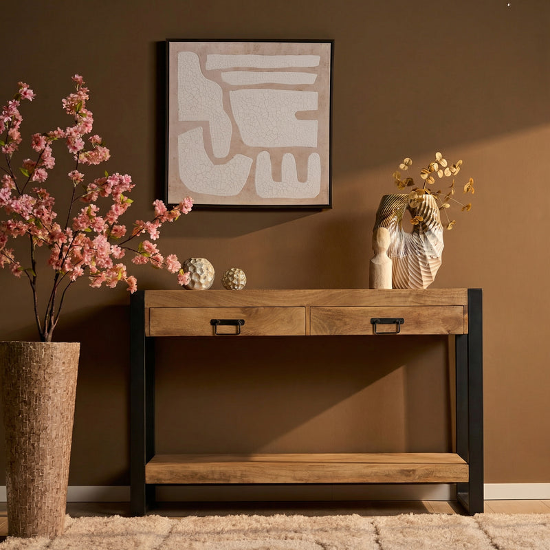 Consoletafel Britt Mangohout Naturel 120cm-Consoletafels-Starfurn