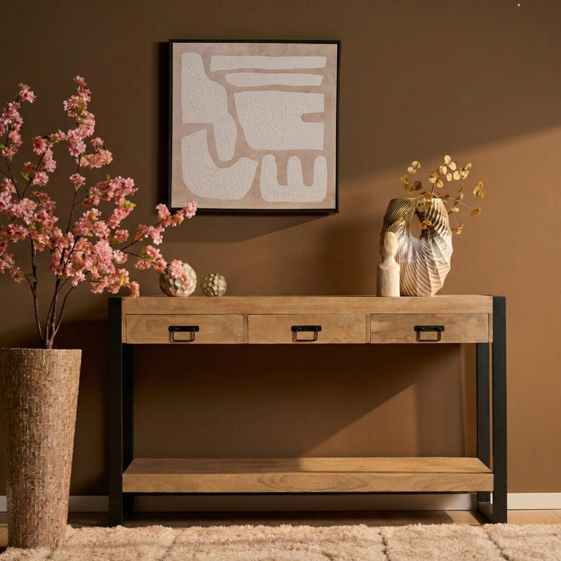 Consoletafel Britt Mangohout Naturel 150cm-Consoletafels-Starfurn