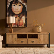 TV-meubel Britt Mangohout Naturel 200cm Deuren Lade-TV-meubels-Starfurn