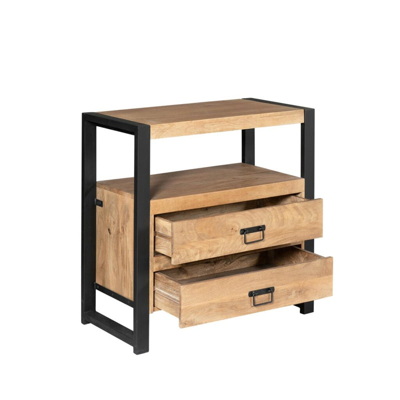 Ladenkast Britt Mangohout Naturel 80cm Twee Lades-Ladenkasten-Starfurn