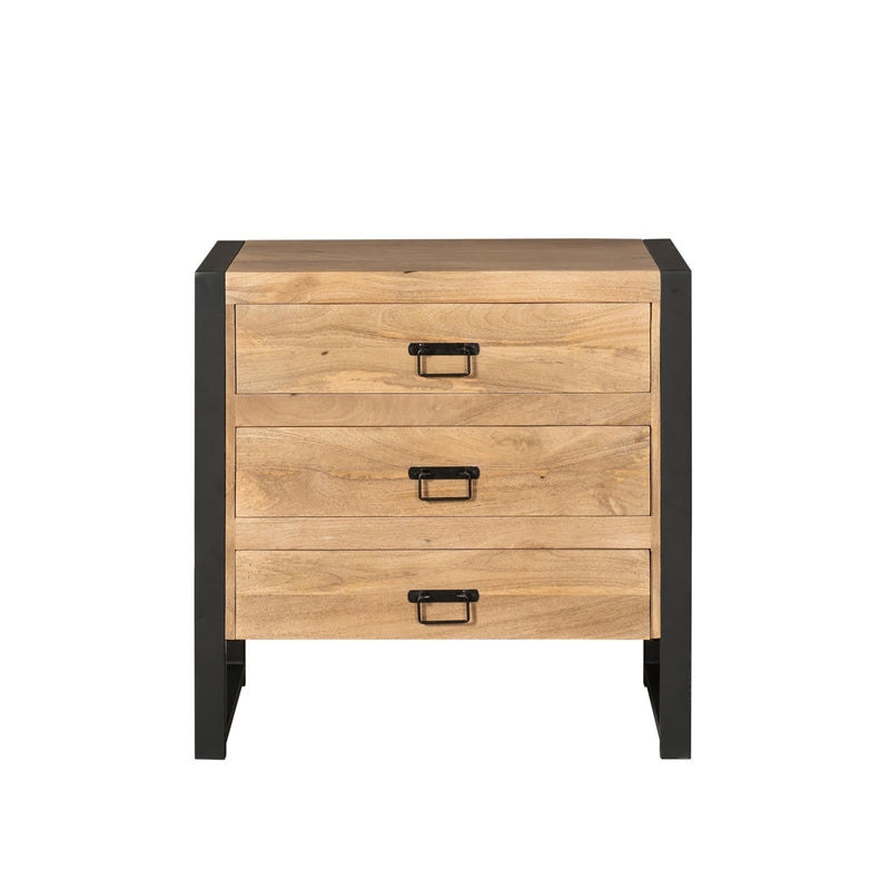 Ladenkast Britt Mangohout Naturel 80cm Drie Lades-Ladenkasten-Starfurn