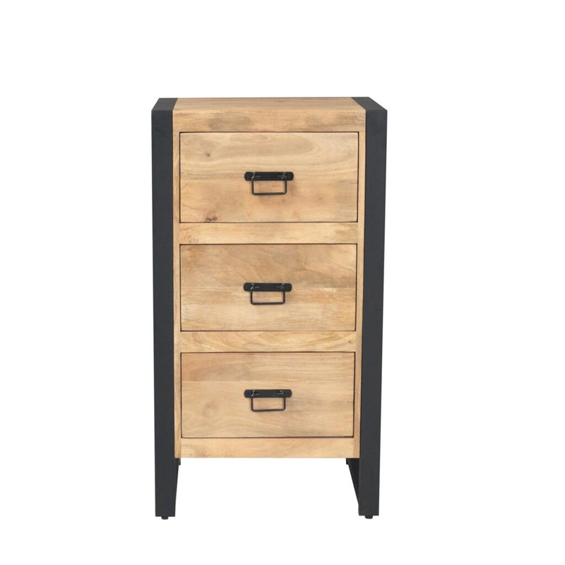 Halkast Britt Mangohout Naturel 55cm Drie Lades-Opbergkasten-Starfurn