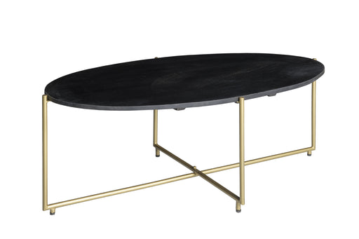 Salontafel Anthony black/brass Mangohout Zwart 110x40 cm-Salontafels-Livingfurn