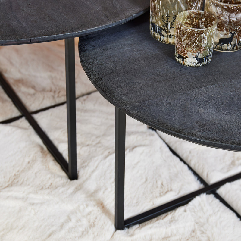 Salontafel Arlington Set van 2 Zwart 70x70x40 cm-Salontafels-Starfurn