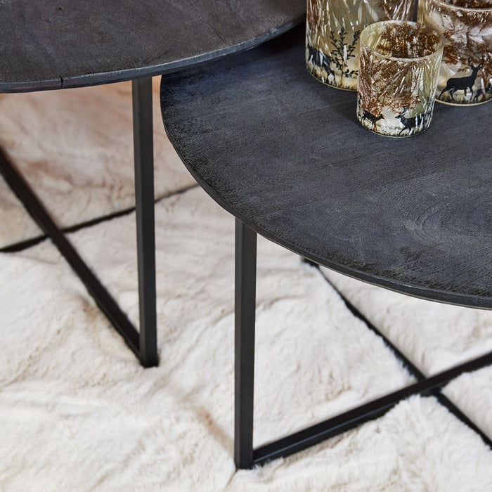 Salontafel Arlington Set van 2 Zwart 70x70x40 cm-Salontafels-Starfurn