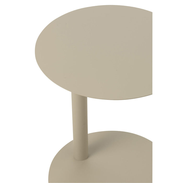 Salontafel Beige Metaal Rond 40 cm 40x40x50 cm-Bijzettafels-J-Line