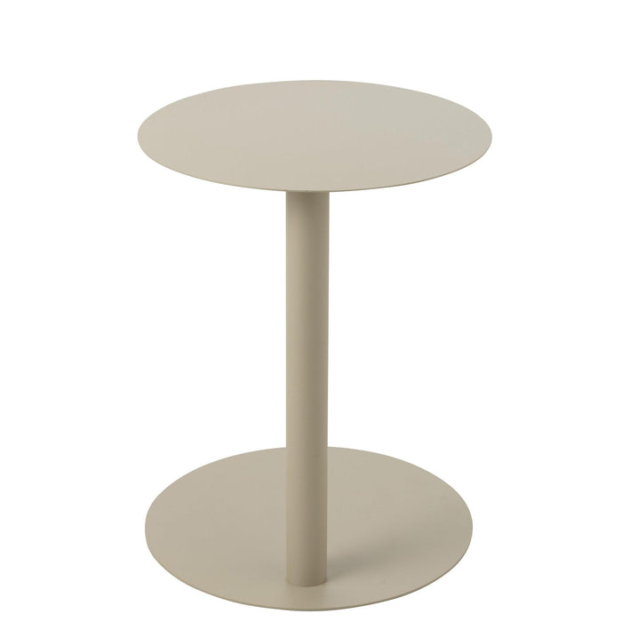 Salontafel Beige Metaal Rond 40 cm 40x40x50 cm-Bijzettafels-J-Line
