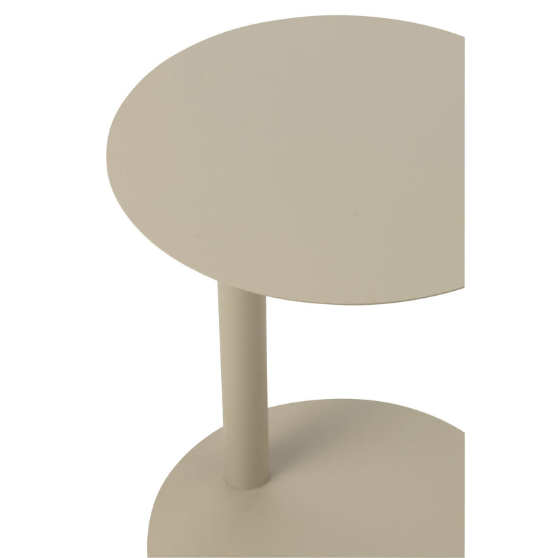 Salontafel Beige Metaal Rond 40 cm 40x40x50 cm-Bijzettafels-J-Line