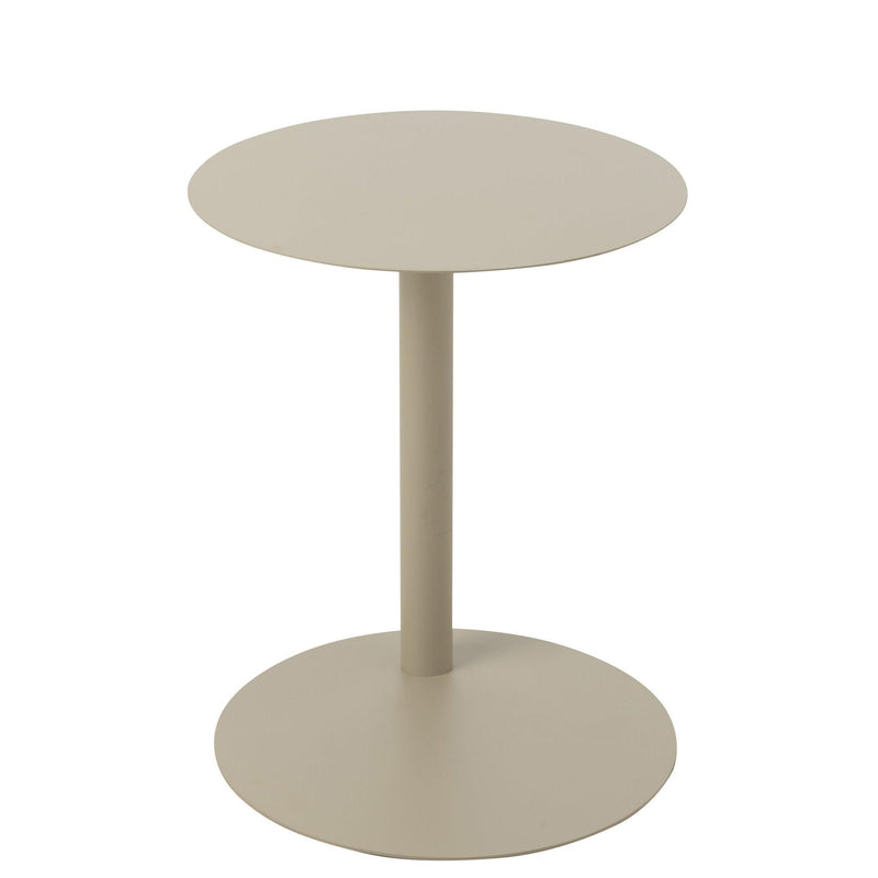 Salontafel Beige Metaal Rond 40 cm 40x40x50 cm-Bijzettafels-J-Line