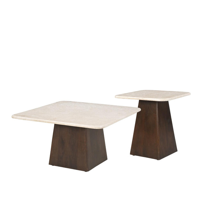 Salontafel Brix Bottecino Mangohout Crème wit 45 cm 45x45x50 cm-Salontafels-Livingfurn