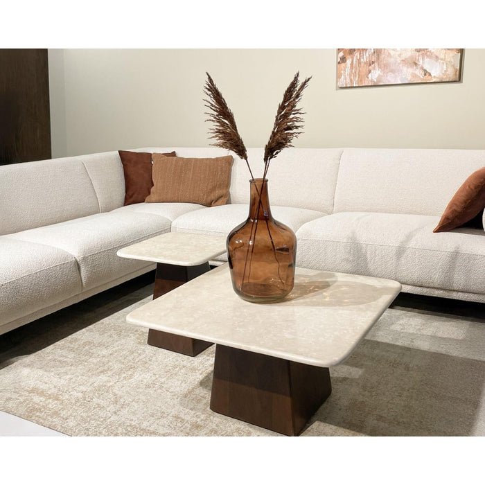 Salontafel Brix Bottecino Mangohout Crème wit 75 cm-Salontafels-Livingfurn