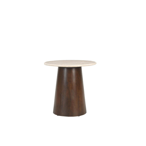 Salontafel Brix Bottecino rond Mangohout Crème wit 45 cm-Salontafels-Livingfurn