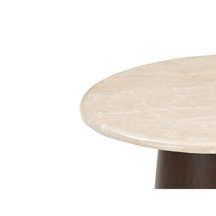 Salontafel Brix Bottecino rond Mangohout Crème wit 45 cm-Salontafels-Livingfurn
