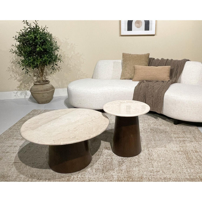 Salontafel Brix Bottecino rond Mangohout Crème wit 45 cm-Salontafels-Livingfurn