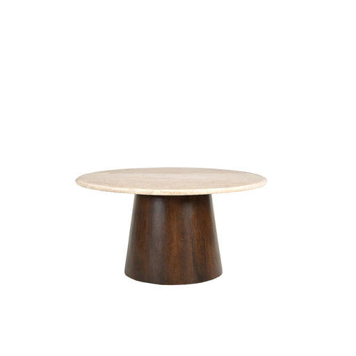 Salontafel Brix Bottecino rond Mangohout Crème wit 75 cm-Salontafels-Livingfurn
