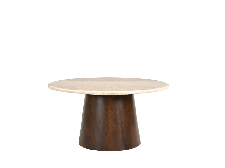 Salontafel Brix Bottecino rond Mangohout Crème wit 75 cm-Salontafels-Livingfurn