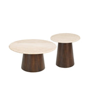 Salontafel Brix Bottecino rond Mangohout Crème wit 75 cm-Salontafels-Livingfurn