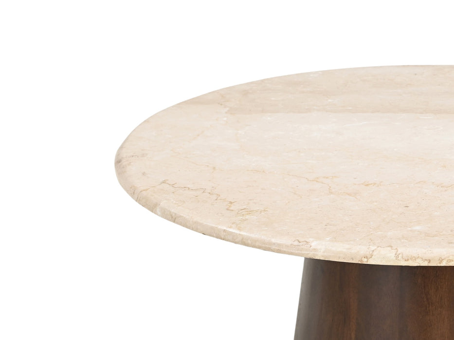 Salontafel Brix Bottecino rond Mangohout Crème wit 75 cm-Salontafels-Livingfurn