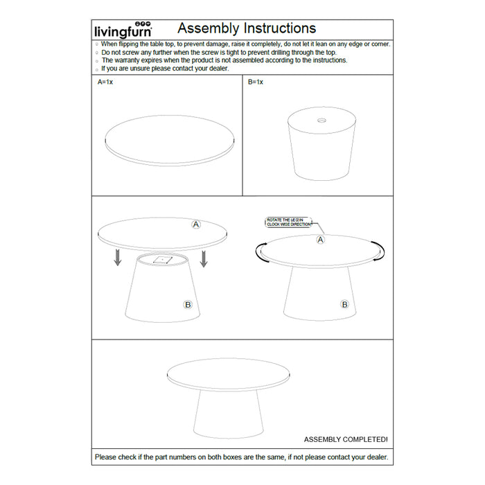 Salontafel Brix Bottecino rond Mangohout Crème wit 75 cm-Salontafels-Livingfurn