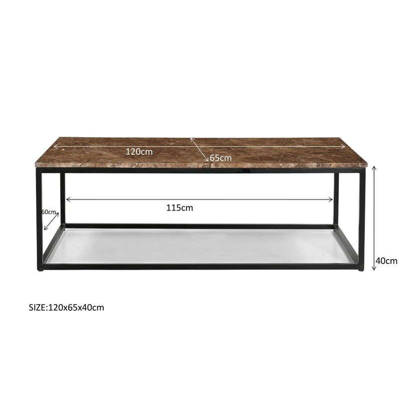 Salontafel Brix Dion Emperador Marmer Bruin 60x120 cm-Salontafels-Livingfurn
