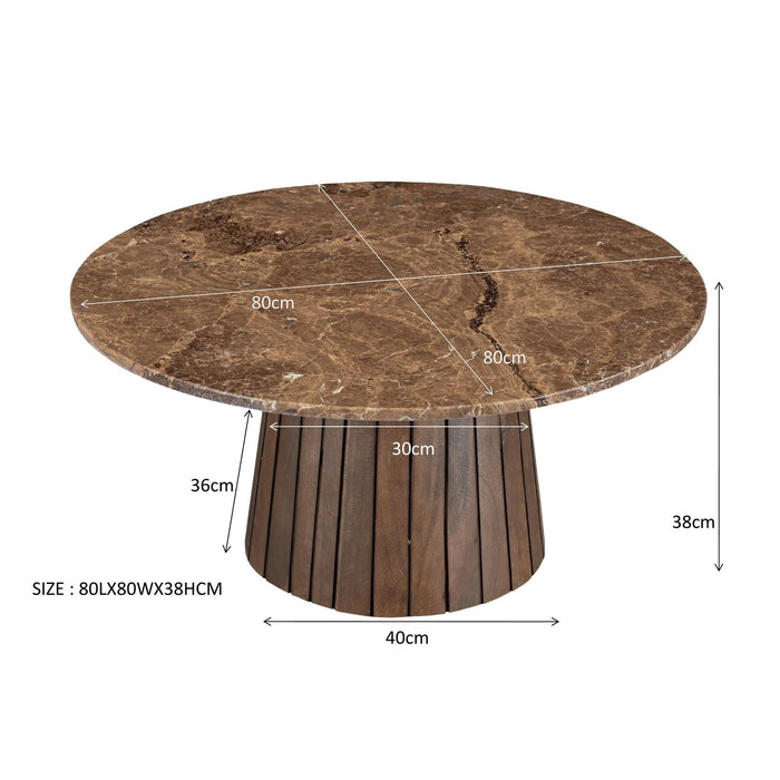 Salontafel Brix Emperador Mangohout Bruin 80 cm 80x80x38 cm-Salontafels-Livingfurn