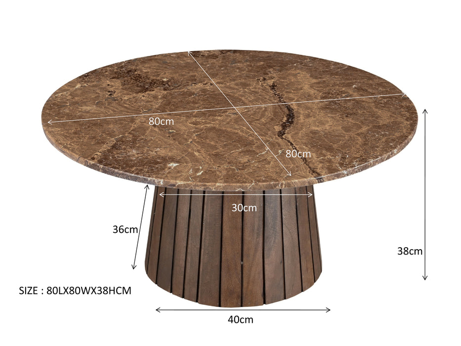 Salontafel Brix Emperador Mangohout Bruin 80 cm-Salontafels-Livingfurn