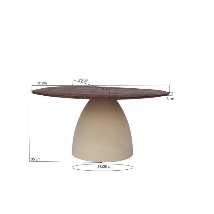 Salontafel Brix Salontafel Mangohout Crème wit 76 cm 76x86x37 cm-Salontafels-Livingfurn
