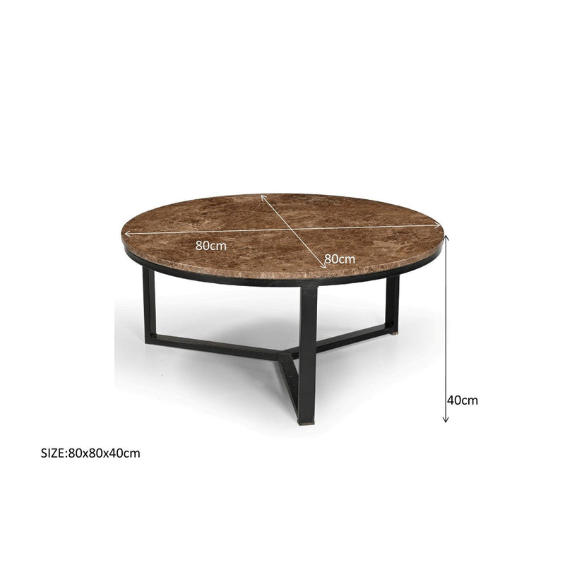 Salontafel Brix Senna Emperador Marmer Bruin 80 cm 80x80x40 cm-Salontafels-Livingfurn