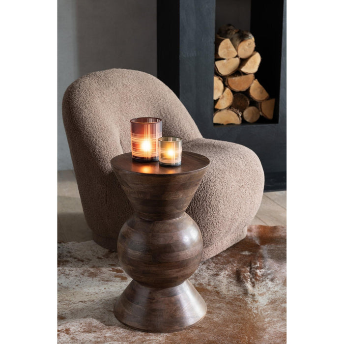 Salontafel Bruin Mangohout hout 31 cm 31x31x50 cm-Bijzettafels-J-Line