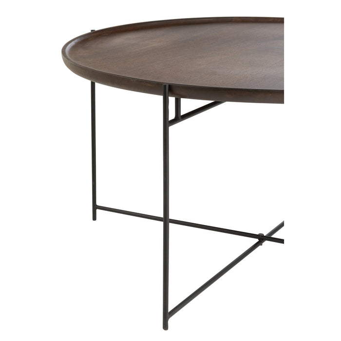 Salontafel Bruin Mangohout hout Rond 80 cm 80x80x42 cm-Salontafels-J-Line