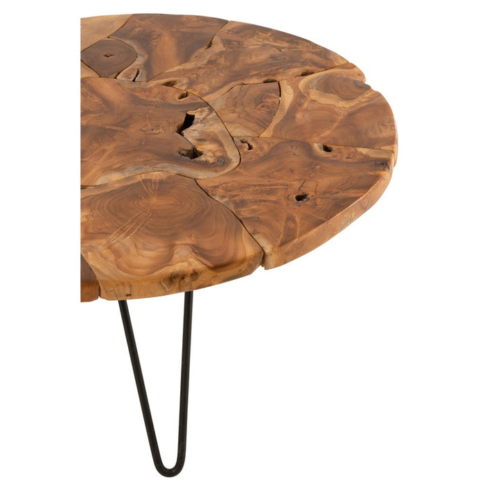 Salontafel Bruin Teakhout Rond 80 cm 80x80x36.5 cm-Salontafels-J-Line