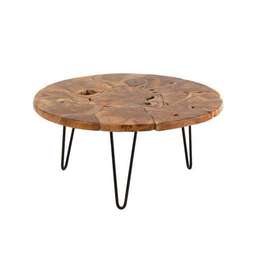 Salontafel Bruin Teakhout Rond 80 cm 80x80x36.5 cm-Salontafels-J-Line