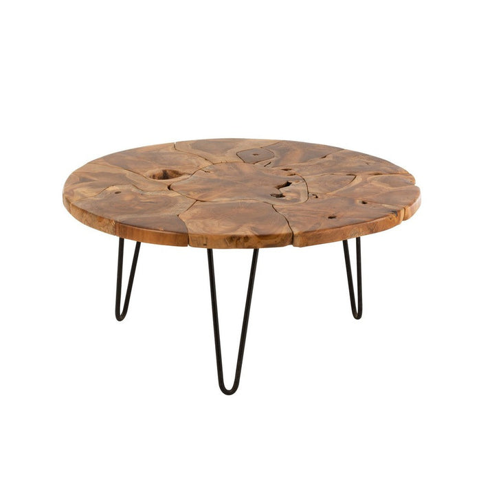 Salontafel Bruin Teakhout Rond 80 cm 80x80x36.5 cm-Salontafels-J-Line
