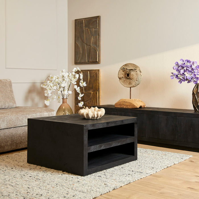 Salontafel Brussel Zwart Mangohout 80 cm 80x80x45 cm-Salontafels-Starfurn