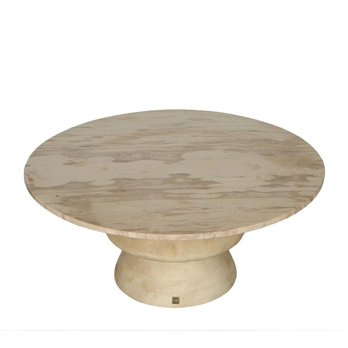 Salontafel Callain Mangohout Beige 90 cm-Salontafels-PTMD