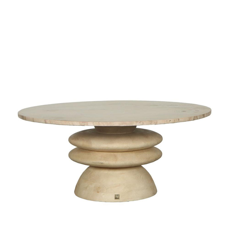 Salontafel Callain Mangohout Beige 90 cm-Salontafels-PTMD
