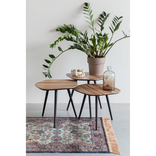 Salontafel Cuties (set Of 3) Teak veneer Zwart 46x42 cm-Salontafels-Creating Home