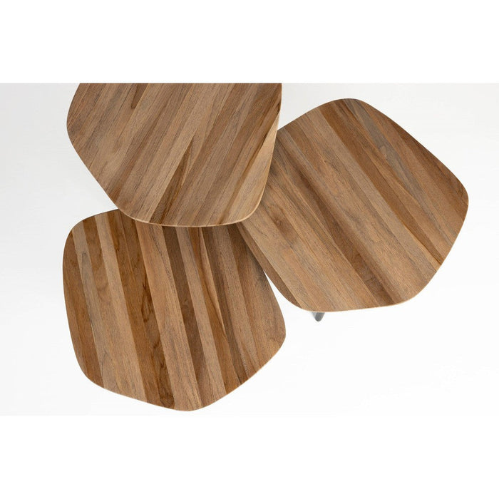 Salontafel Cuties (set Of 3) Teak veneer Zwart 46x42 cm-Salontafels-Creating Home