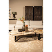 Salontafel Deeba Versteend Hout Bruin 85x130 cm-Salontafels-PTMD