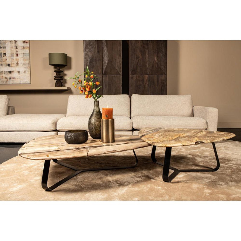 Salontafel Deeba Versteend Hout Rood 85x95 cm-Salontafels-PTMD