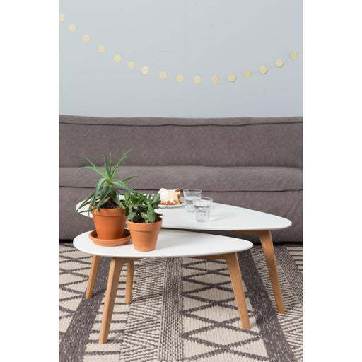 Salontafel Drop Set van 2 Hout Beige 50x100 cm-Bijzettafels-Creating Home